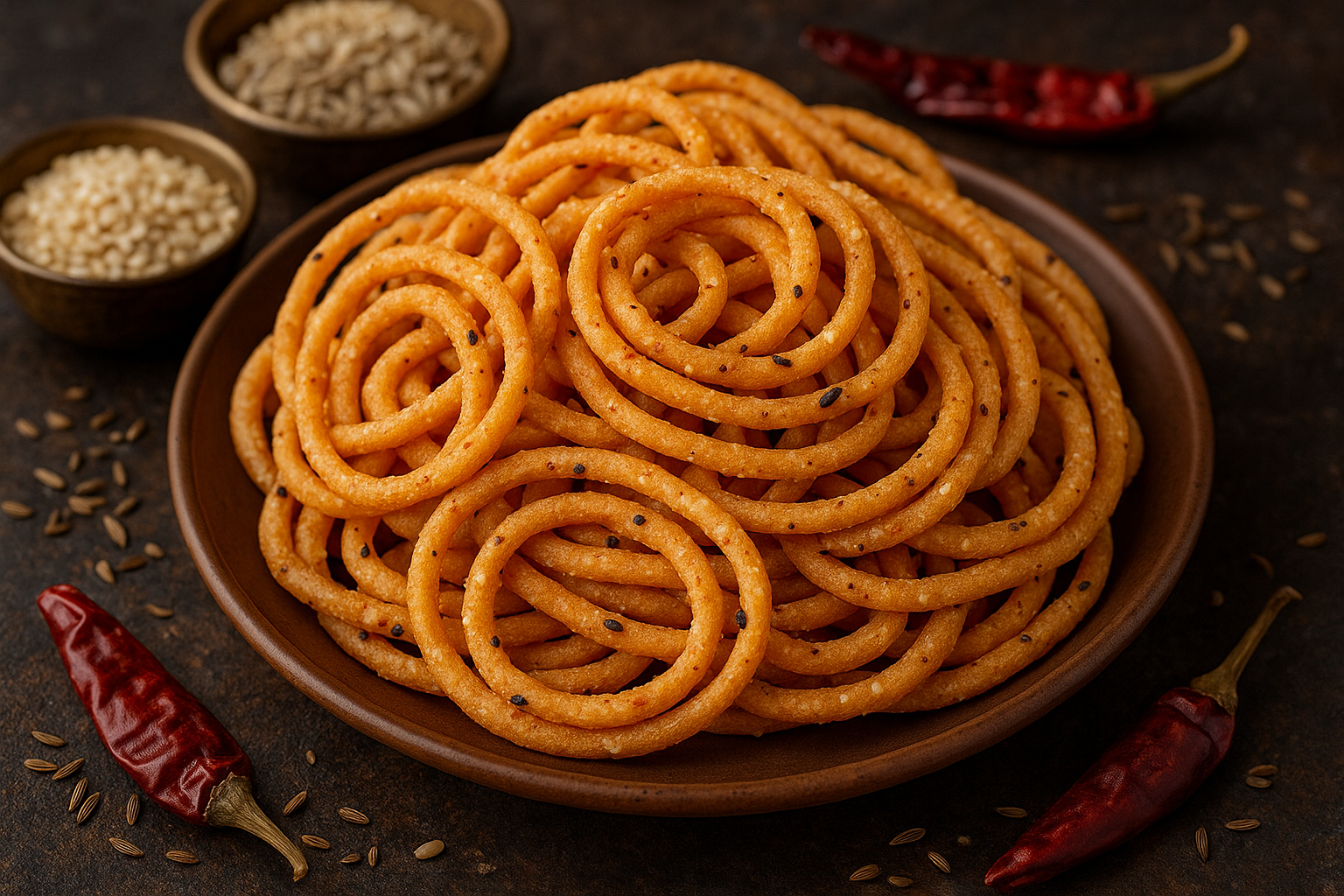 Murukulu (Sannam) – Thin Spicy Rice Flour Murukku