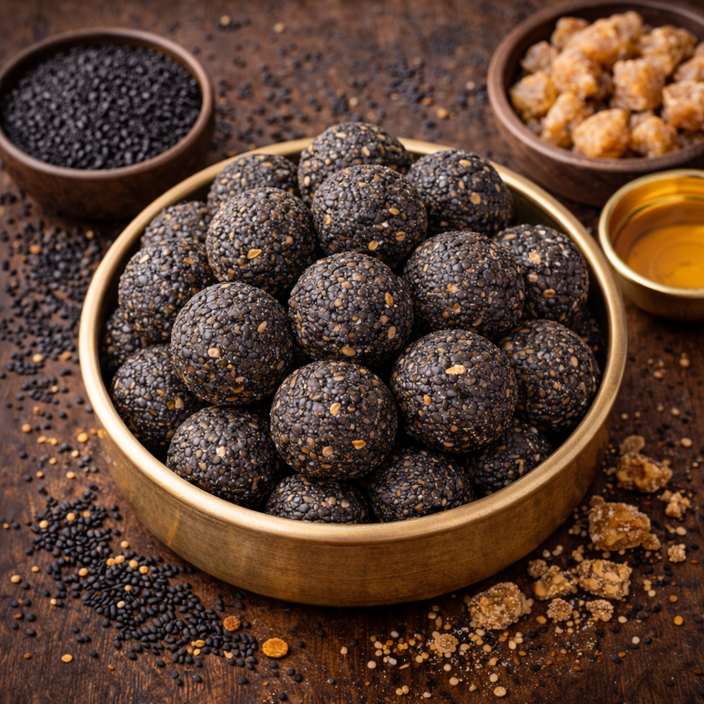 Nalla Nuvvula Laddu – Black Sesame & Jaggery Laddu